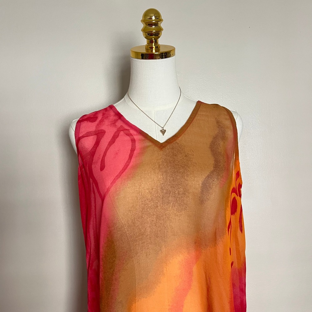 More by Lata Womens Small Abstract Print Sleeveless V-Neck Tunic Top Pink - Picture 2 of 7